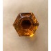 Original Victorian Hexagonal Glass Cupboard Knobs - Amber – Flat Collar Fixing - Set/6